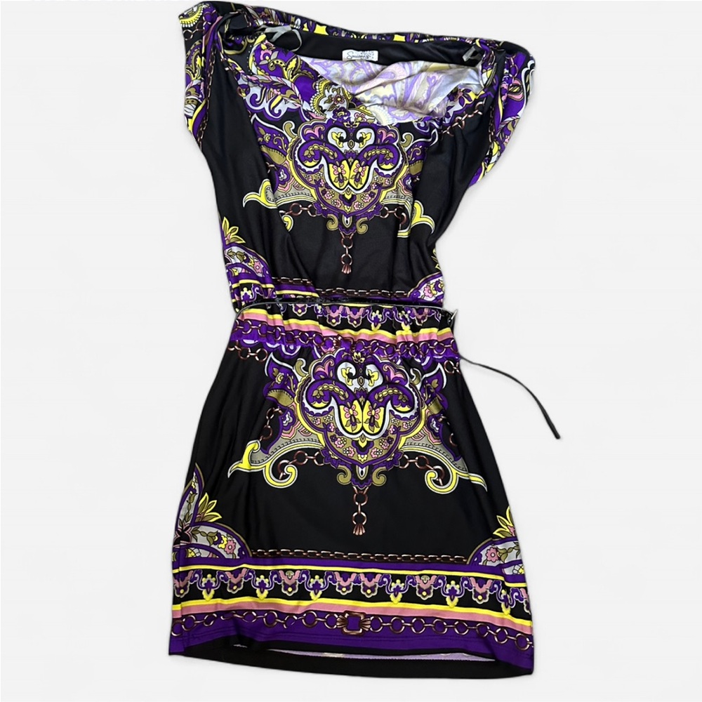 Elegant Black and Purple Women's Dress